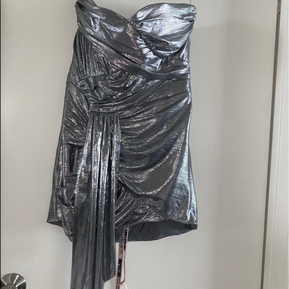 HOUSE OF CB silver strapless dress